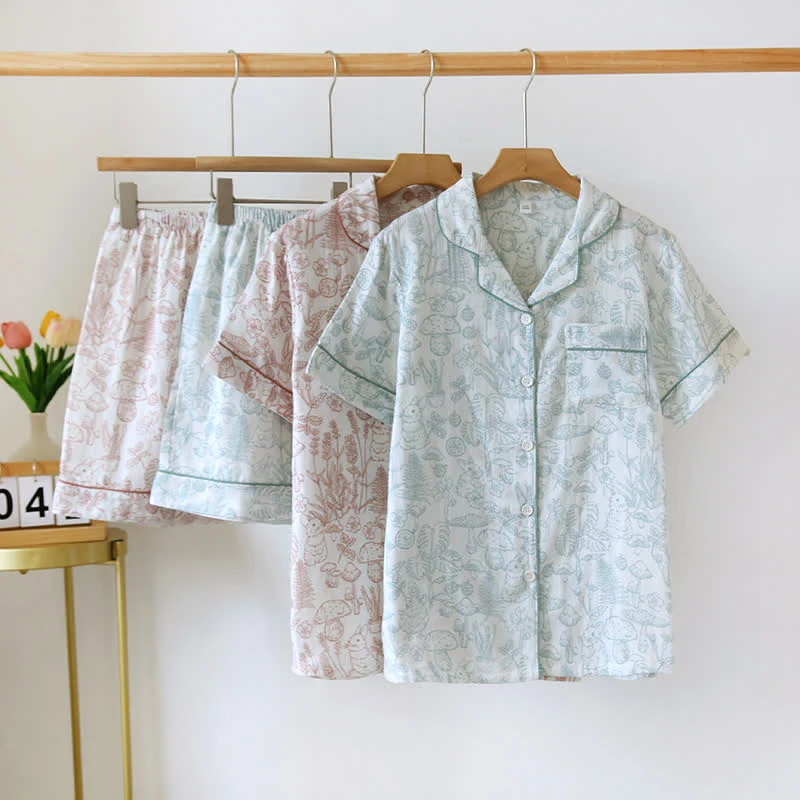 Refresh Bunny Forest Baumwollgaze-Pyjama