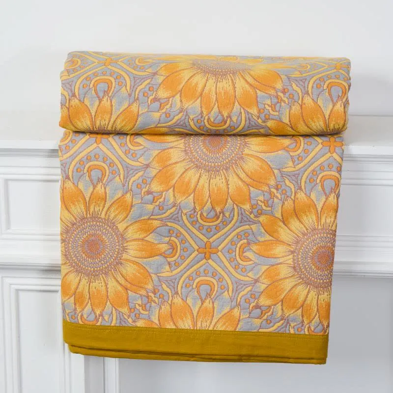 Boho-Sonnenblumen-3-lagige Musselin-Baumwolldecke