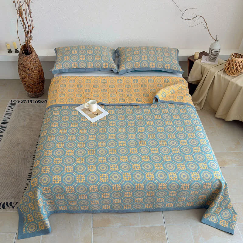 Boho-Tagesdecke aus dreilagigem Musselin, wendbar