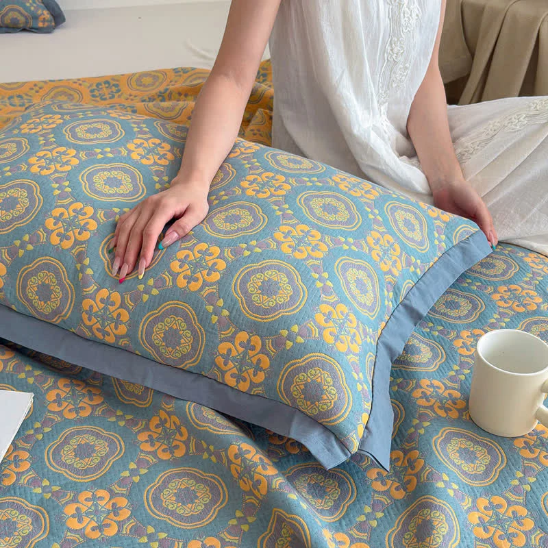 Boho-Tagesdecke aus dreilagigem Musselin, wendbar