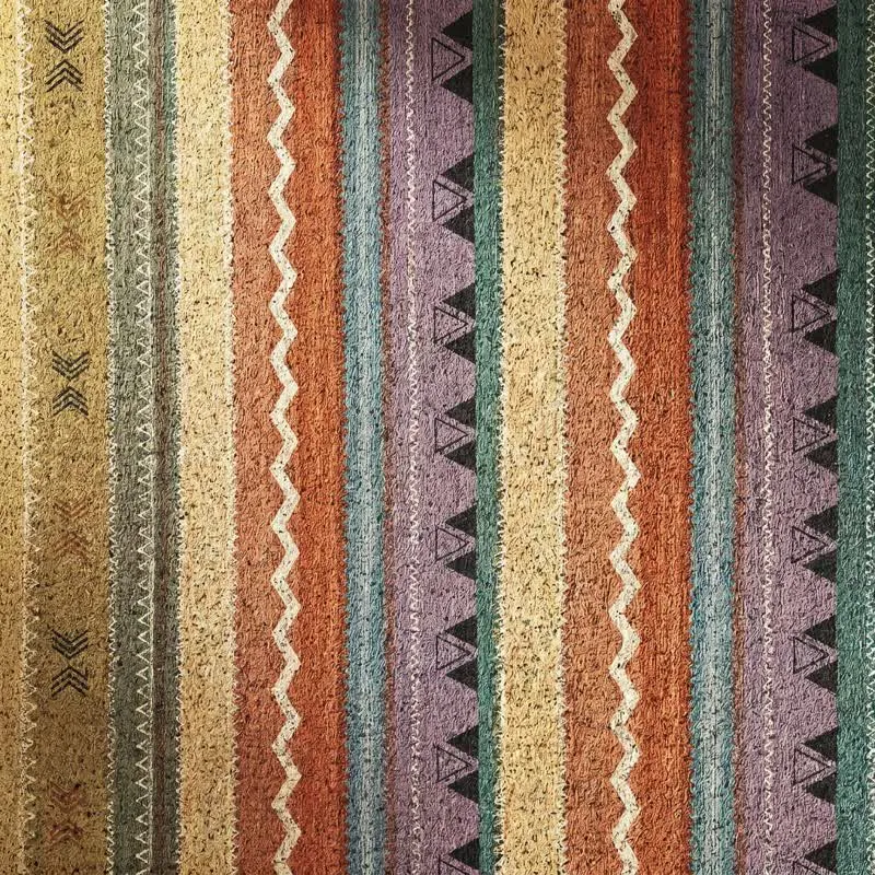 Vintage-Regenbogenstreifen-Eingangsteppich mit rutschfester Oberfläche