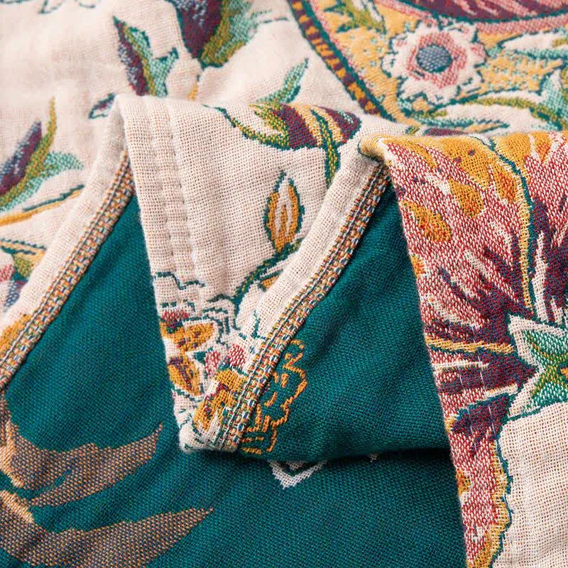 Vintage-Sofadecke aus Baumwollgaze im Ethno-Stil