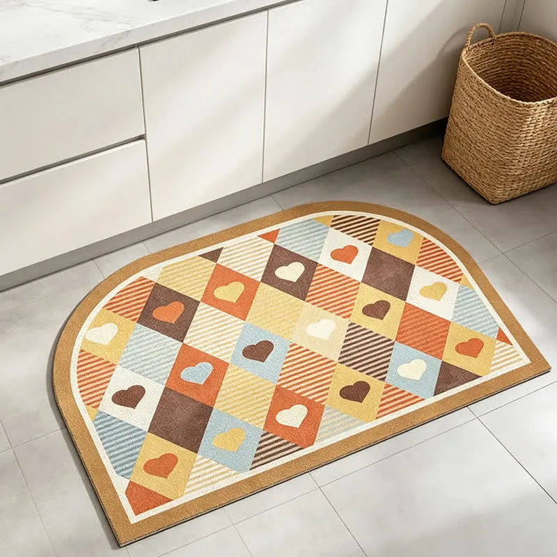 Retro-Teppich mit geometrischem Herzbogen für den Eingangsbereich