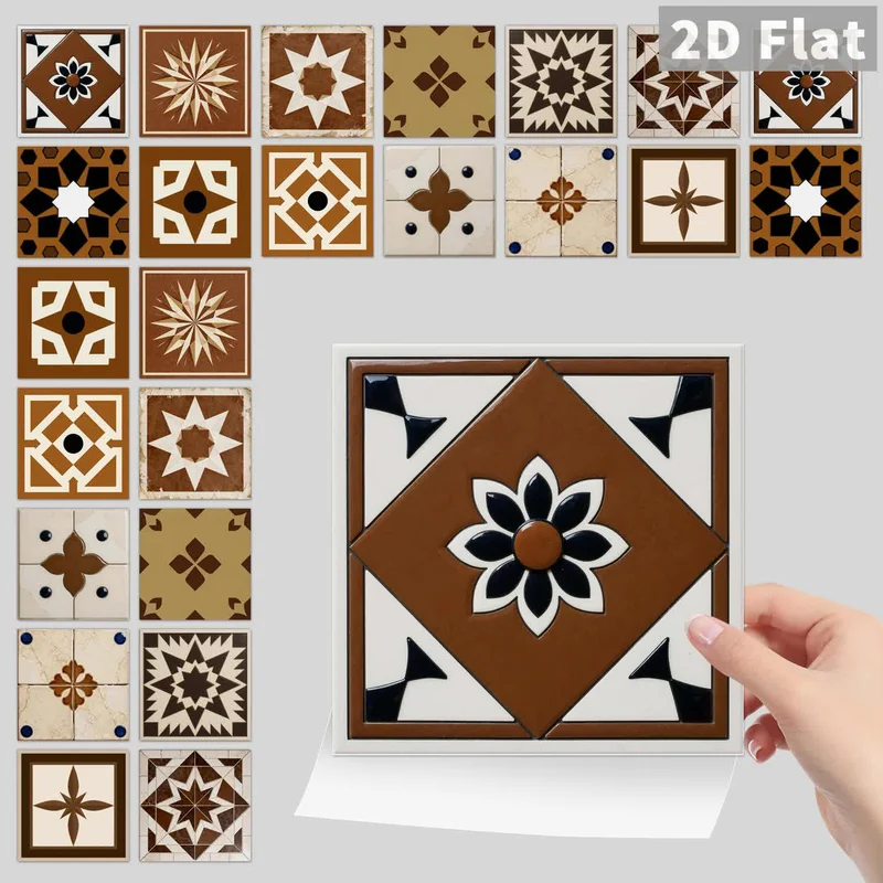 Braune geometrische Wandaufkleber zum Abziehen und Aufkleben (24 Stück)
