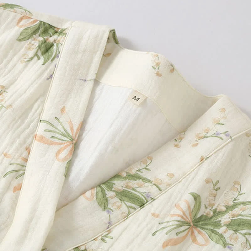 Pyjama-Set aus Baumwollgaze mit Blumenstrauß