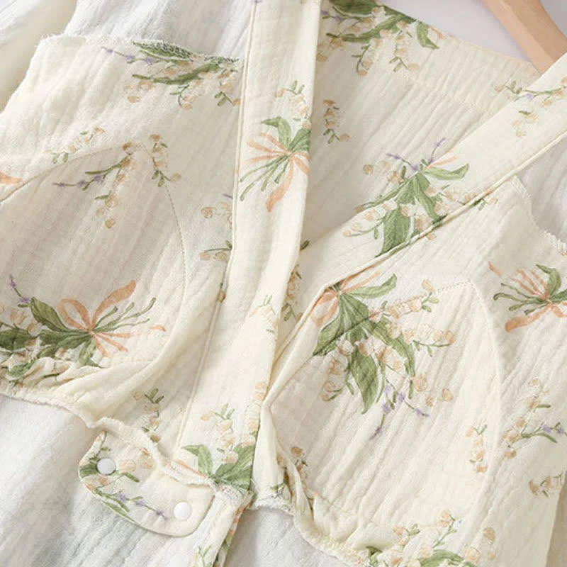Pyjama-Set aus Baumwollgaze mit Blumenstrauß