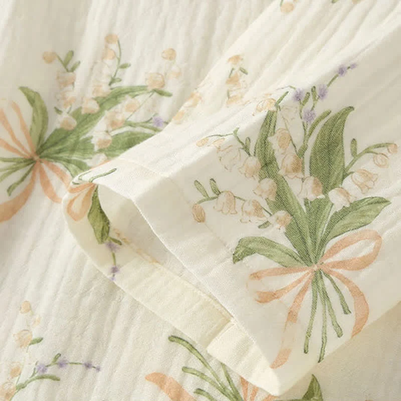 Pyjama-Set aus Baumwollgaze mit Blumenstrauß