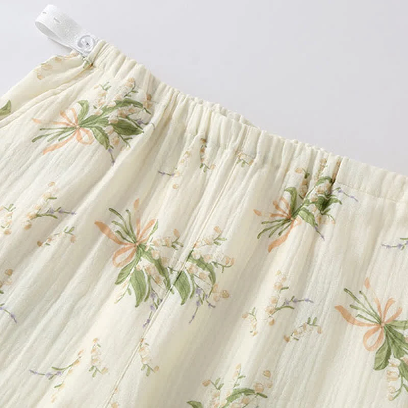 Pyjama-Set aus Baumwollgaze mit Blumenstrauß
