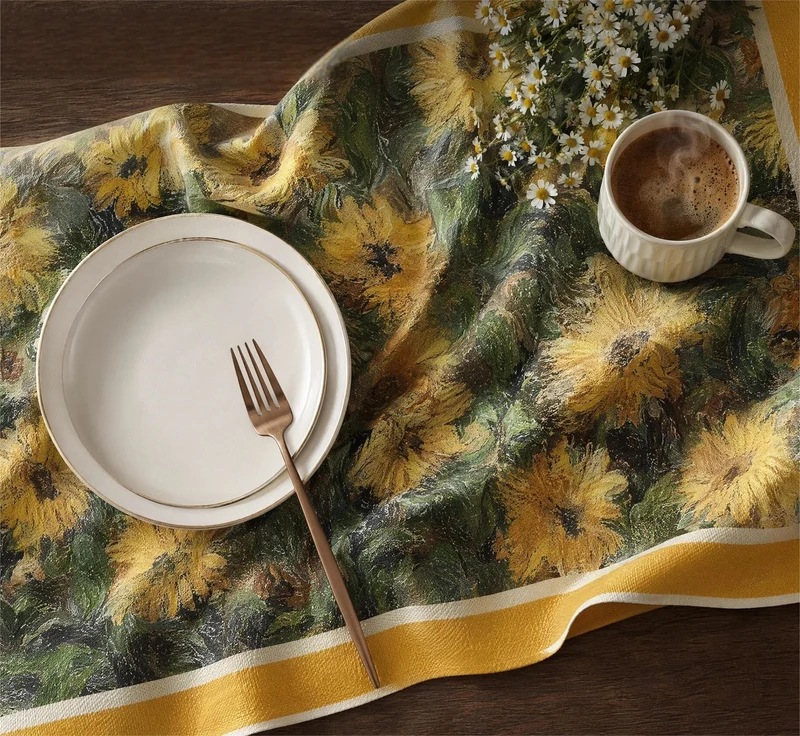 Vintage Tischdecke mit Sonnenblumenmuster