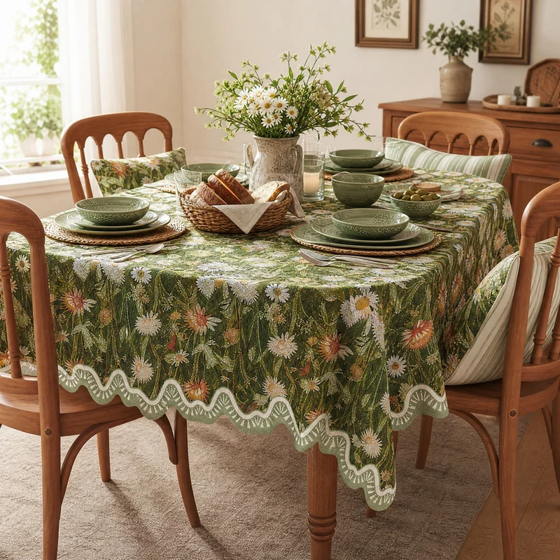 Tischdecke mit Waldblumen- und Gänseblümchenmuster