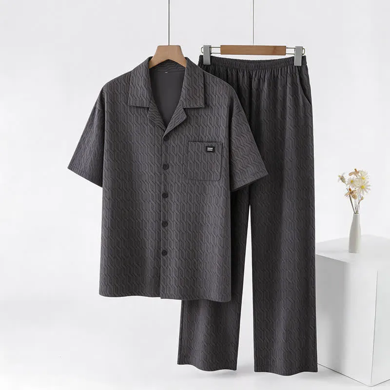 Loungewear-Set aus Baumwolle mit geometrischem Kettenmuster
