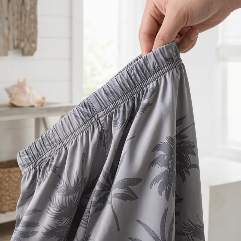 Loungewear-Set aus Baumwolle mit tropischen Palmenknöpfen