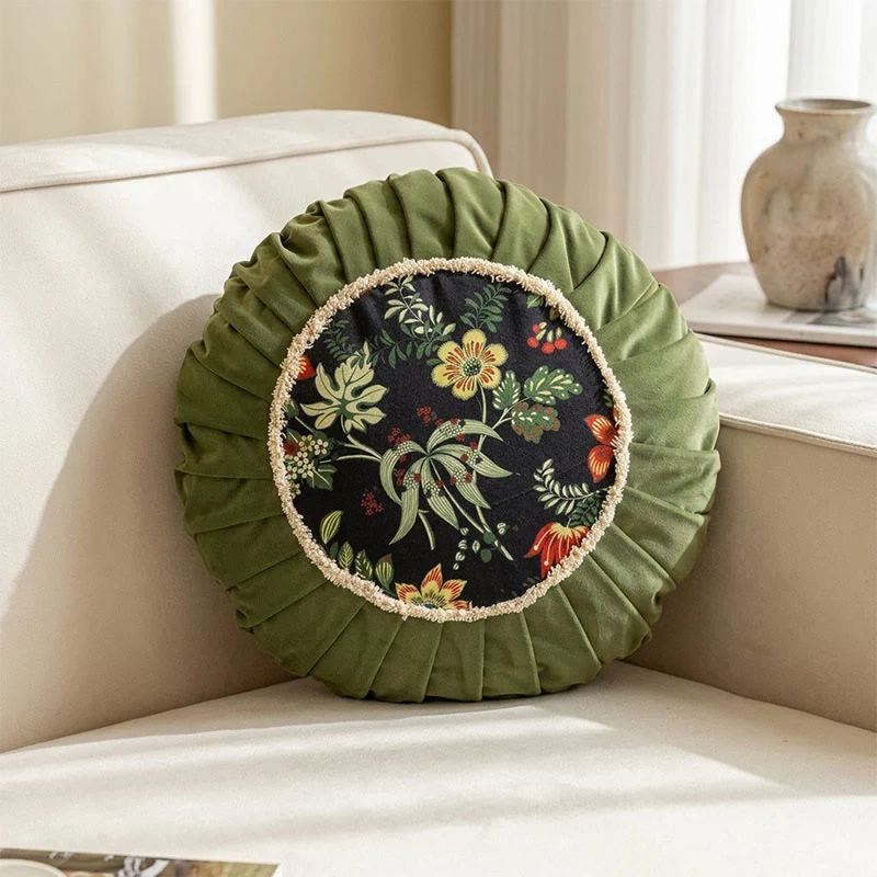 Vintage-Zierkissen mit chinesischem Blumenmuster