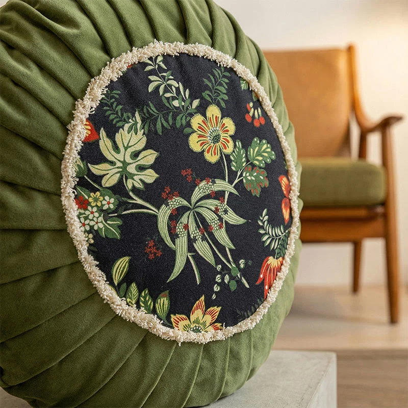 Vintage-Zierkissen mit chinesischem Blumenmuster