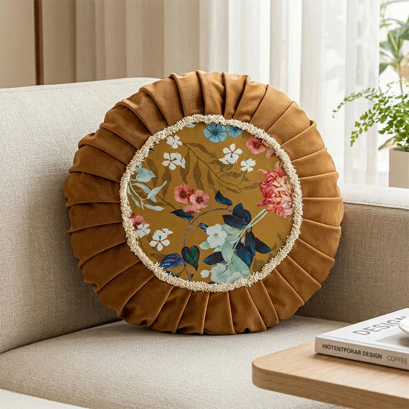 Vintage-Zierkissen mit chinesischem Blumenmuster