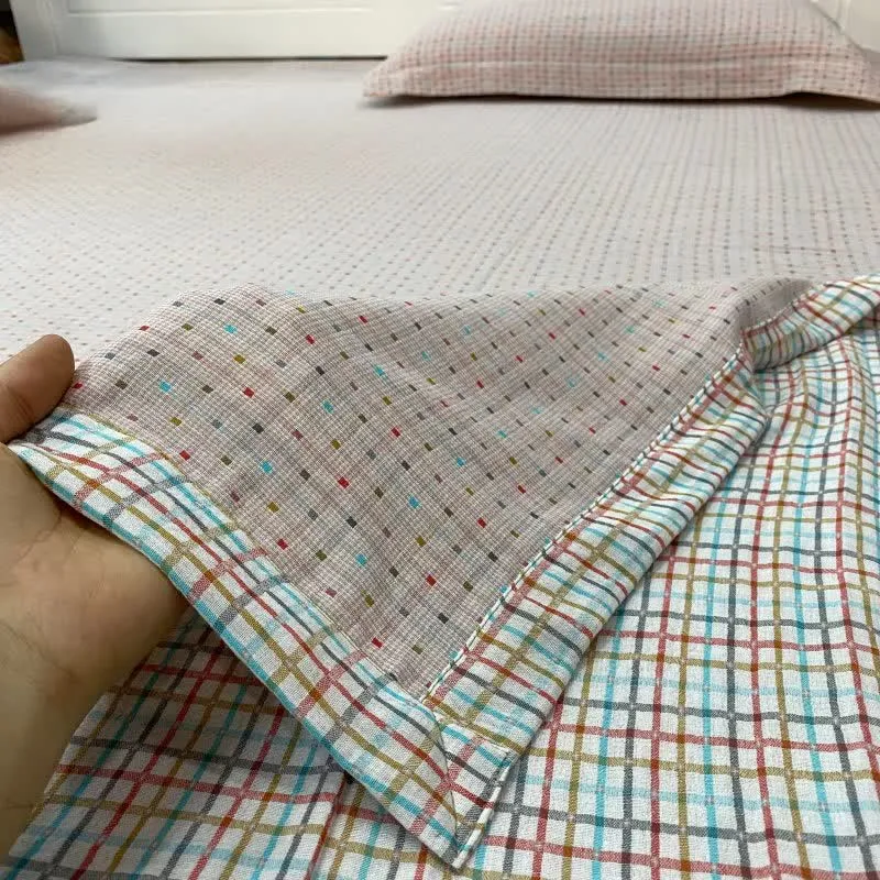 Buntes, wendbares Baumwoll-Bettlaken mit Vichy-Karo