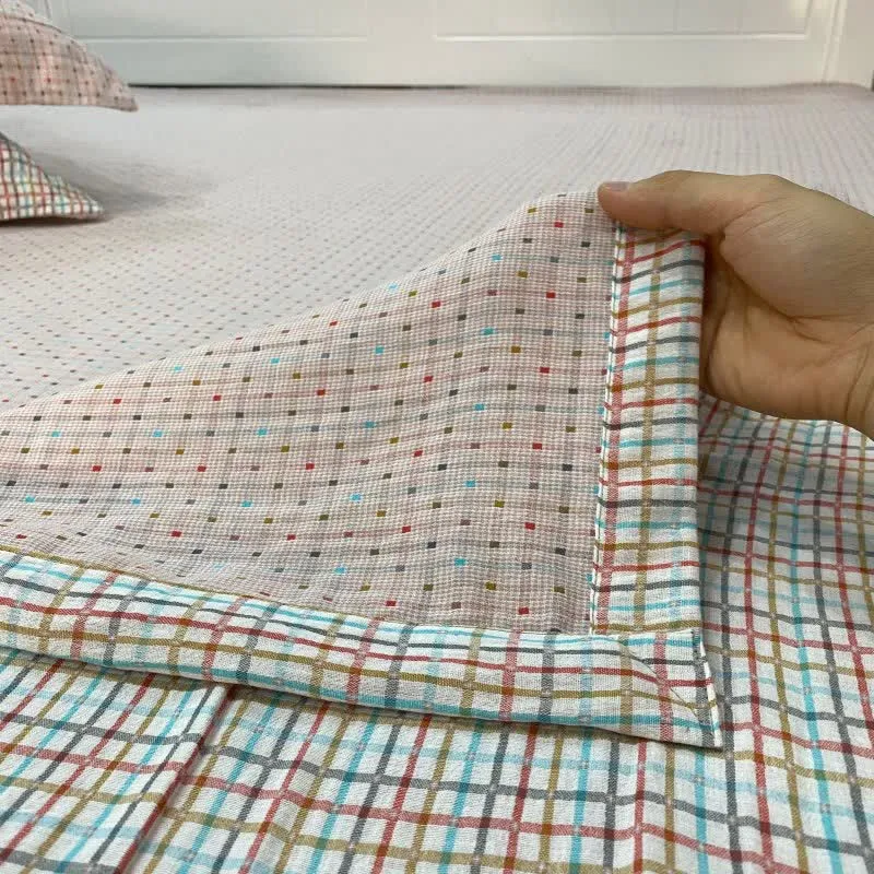 Buntes, wendbares Baumwoll-Bettlaken mit Vichy-Karo