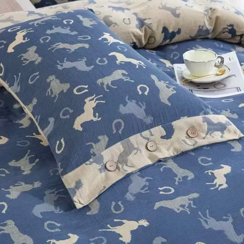 Bettwäsche-Set „Whimsical Pony“ aus Baumwollgaze (4-teilig)