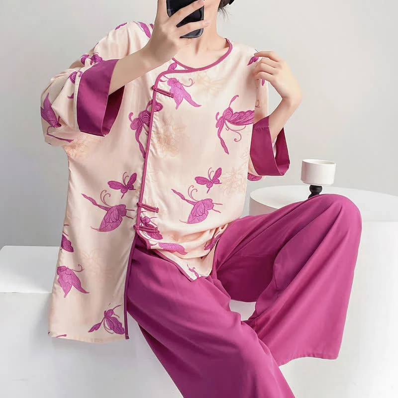 Artsitic Butterfly Loungewear-Set im östlichen Stil