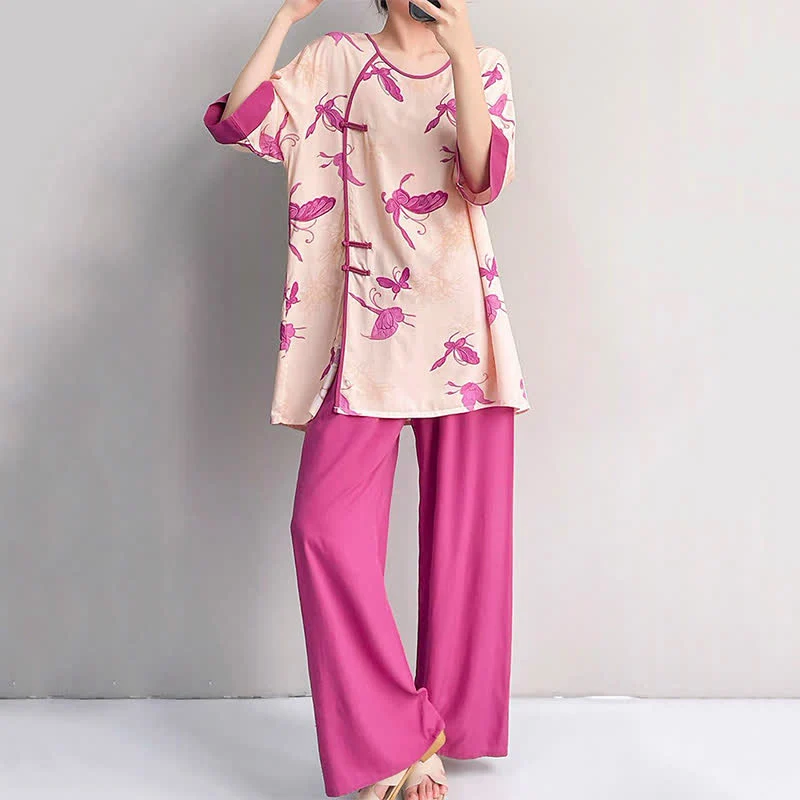 Artsitic Butterfly Loungewear-Set im östlichen Stil