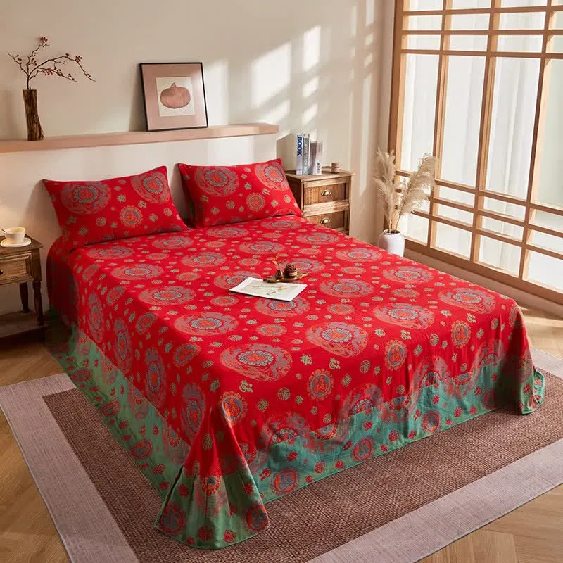 Retro-Jacquard-Steppdecke aus Baumwollgaze