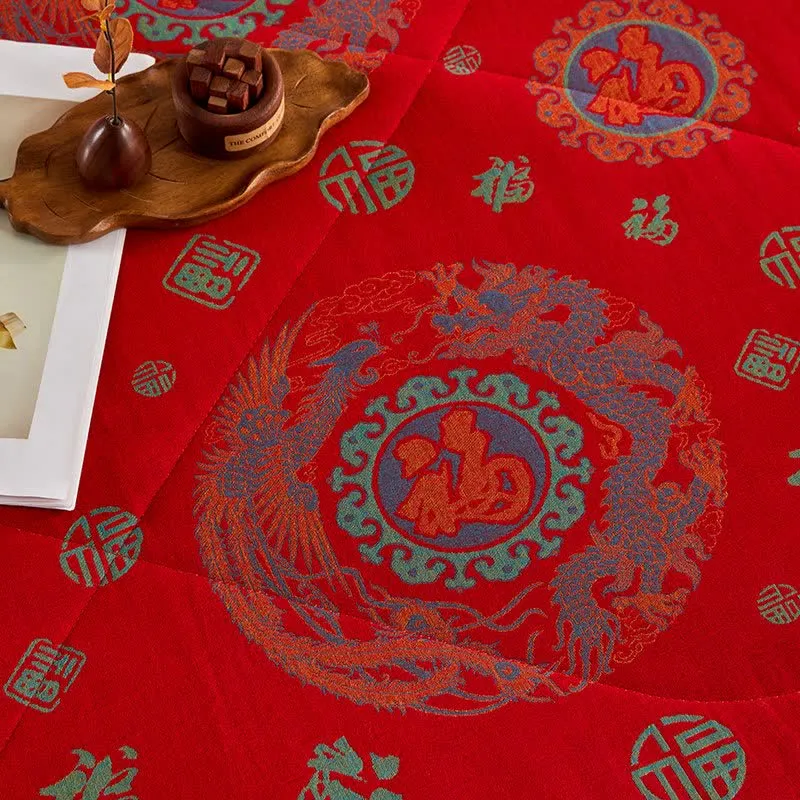 Retro-Jacquard-Steppdecke aus Baumwollgaze