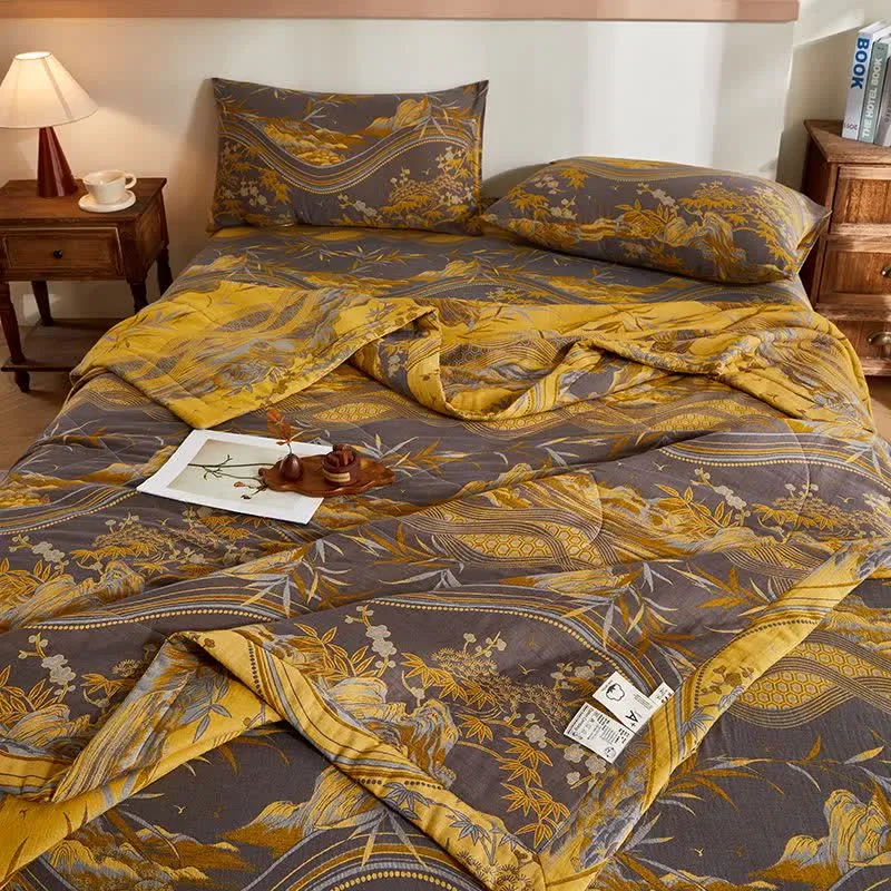 Baumwollgaze-Berg- und Bambus-Jacquard-Steppdecke