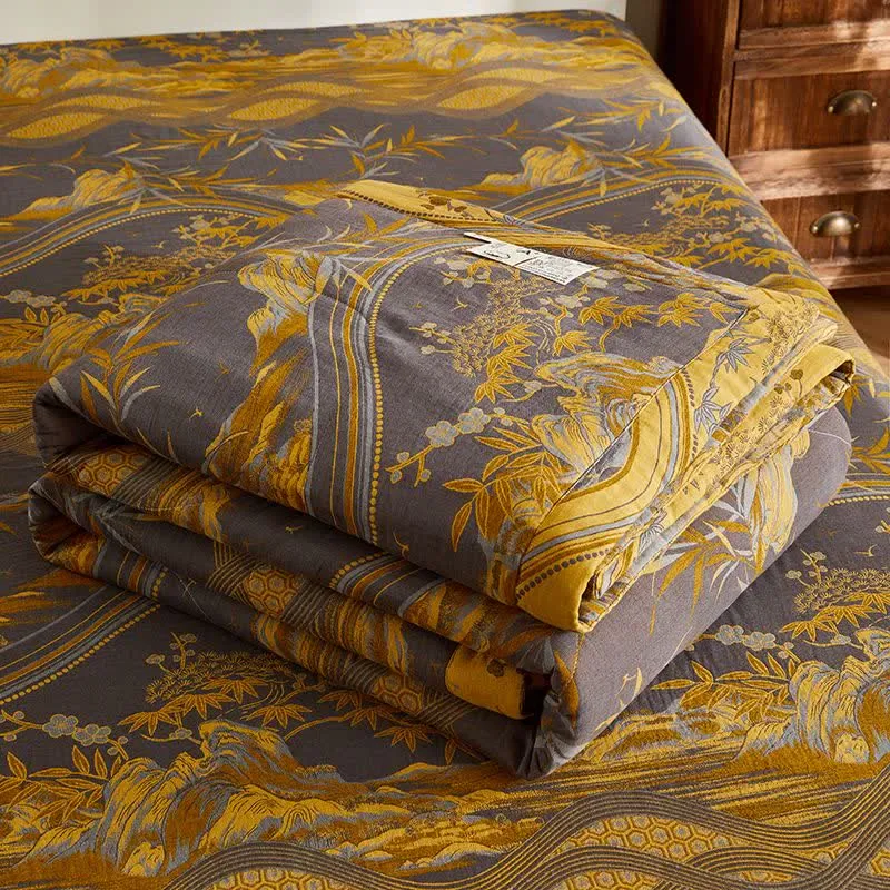 Baumwollgaze-Berg- und Bambus-Jacquard-Steppdecke
