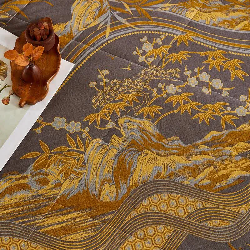 Baumwollgaze-Berg- und Bambus-Jacquard-Steppdecke