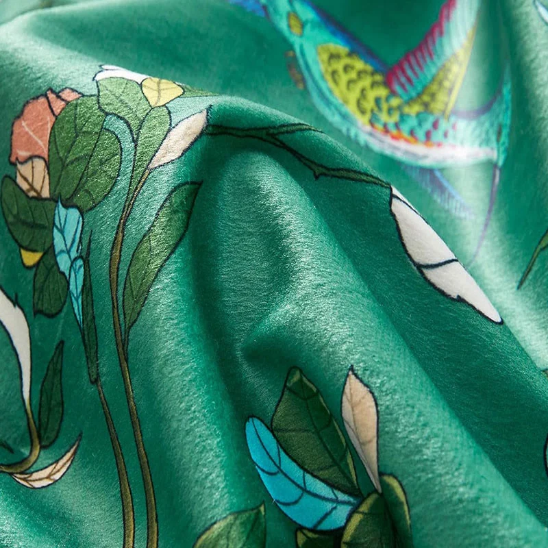 Vintage-Gardine im Landhausstil mit Vogel- und Blumenmotiven