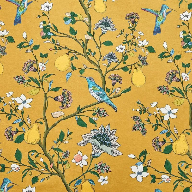 Vintage-Gardine im Landhausstil mit Vogel- und Blumenmotiven