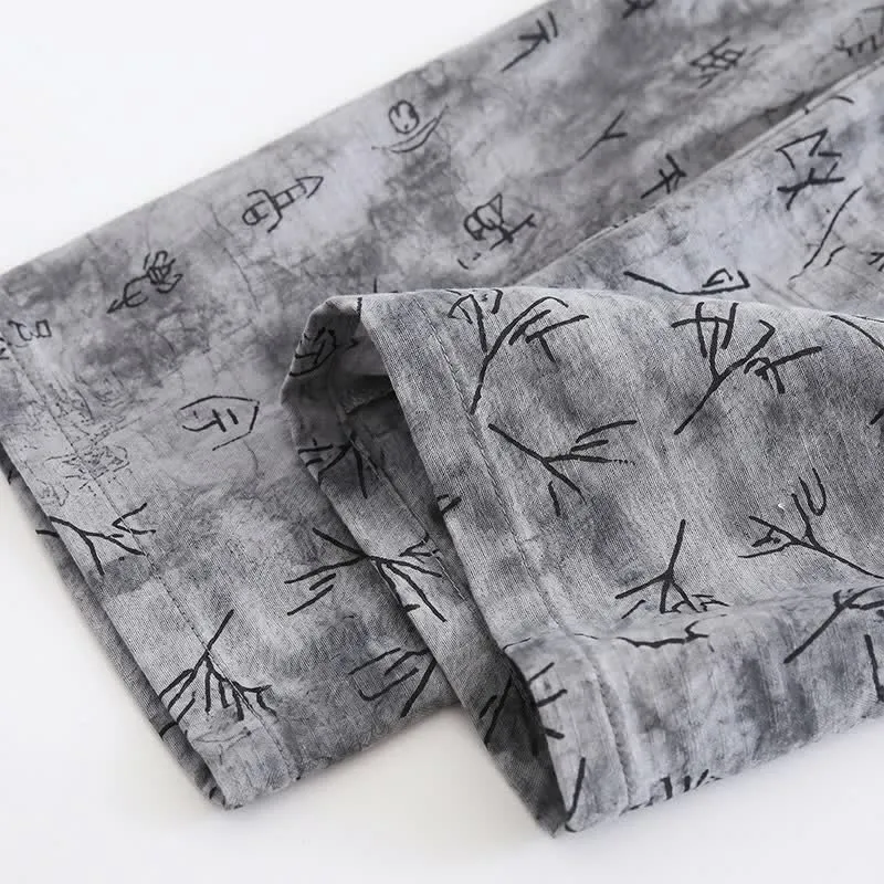 Graues Loungewear-Set mit Vintage-Symbolprint