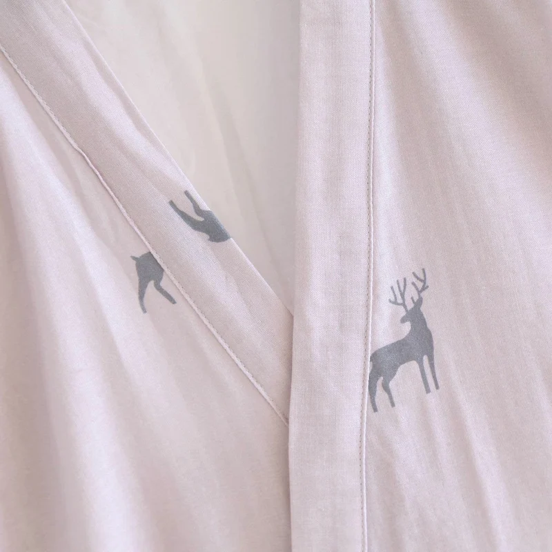 Kimono-Set aus Baumwollgaze mit Hirschmotiv