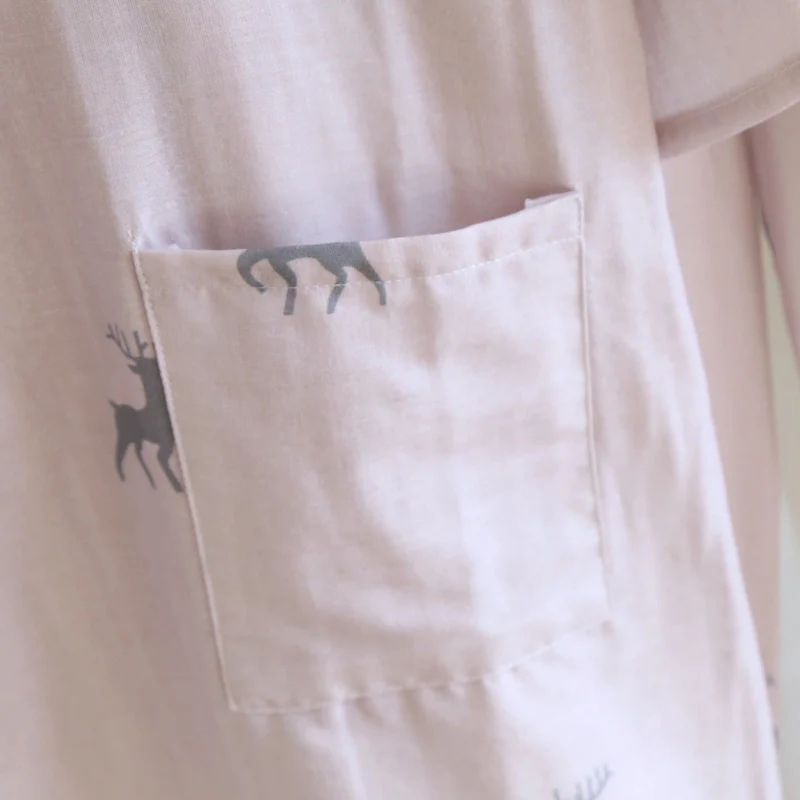 Kimono-Set aus Baumwollgaze mit Hirschmotiv