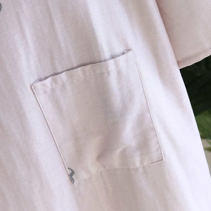 Kimono-Bademantel aus Baumwollgaze mit Hirschmotiv für Paare