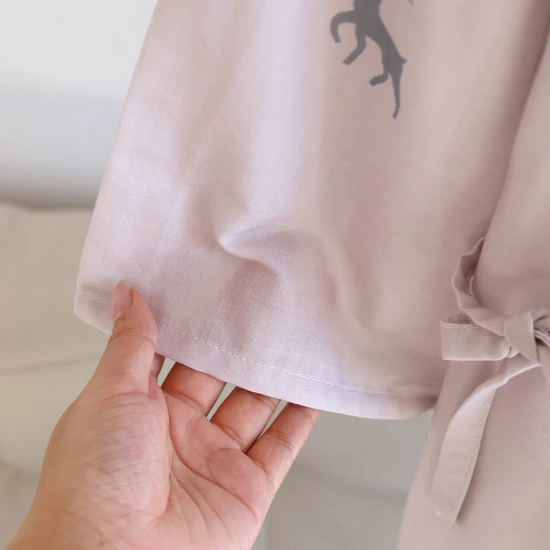Kimono-Bademantel aus Baumwollgaze mit Hirschmotiv für Paare