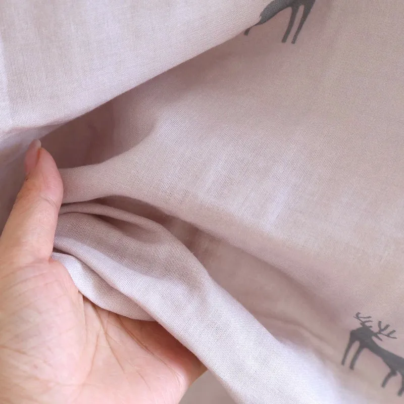 Kimono-Bademantel aus Baumwollgaze mit Hirschmotiv für Paare