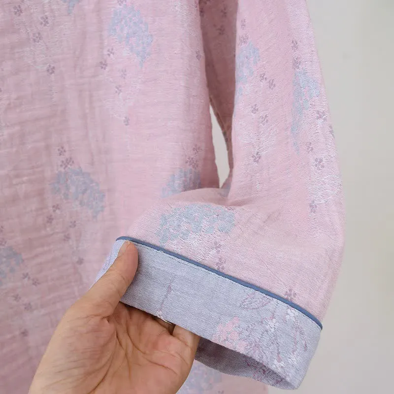 Pyjama-Set aus Baumwolle im Vintage-Stil mit dezentem Blumenmuster