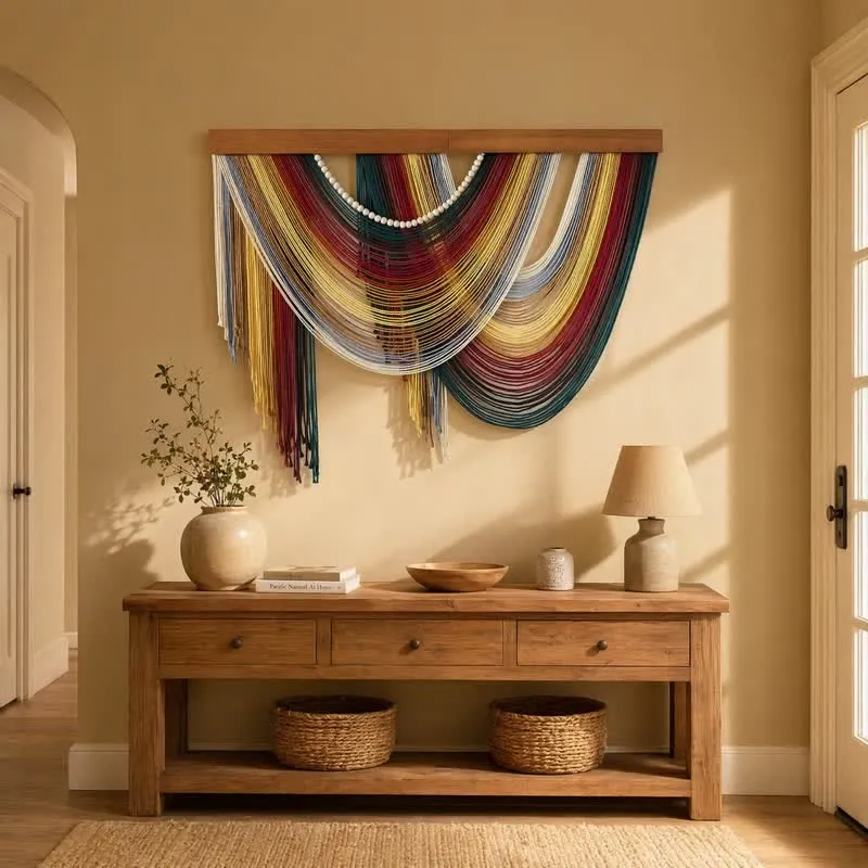 Wandbehang aus Baumwolle mit Perlen im Boho-Stil