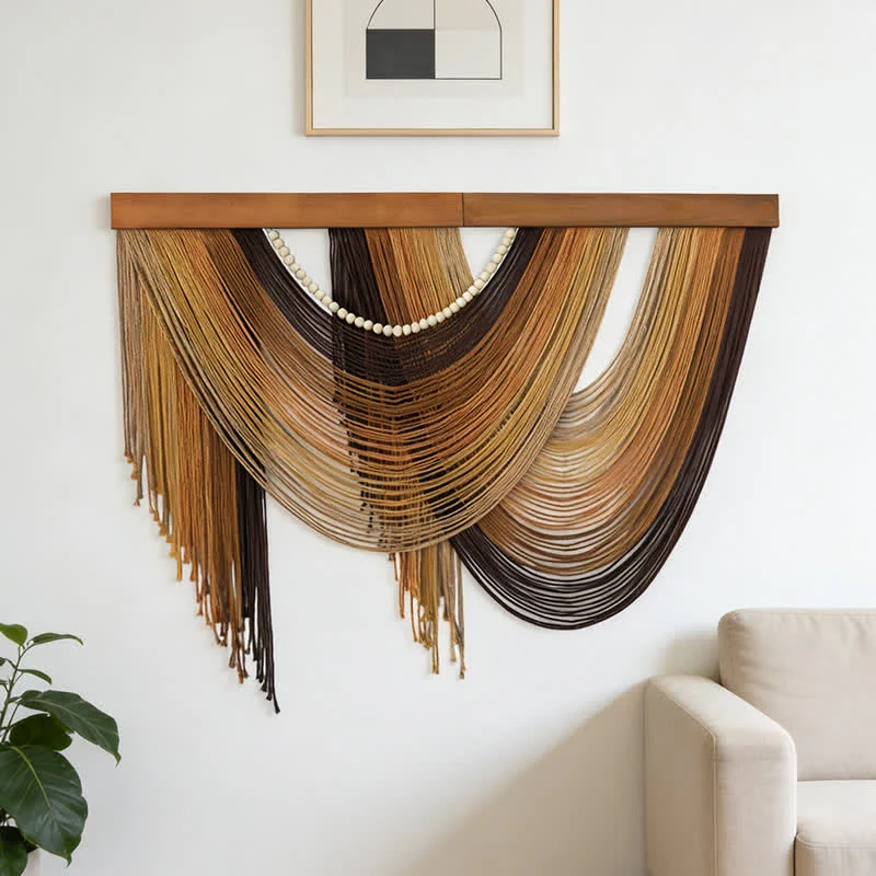 Wandbehang aus Baumwolle mit Perlen im Boho-Stil