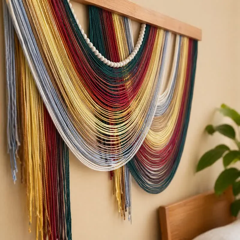 Wandbehang aus Baumwolle mit Perlen im Boho-Stil