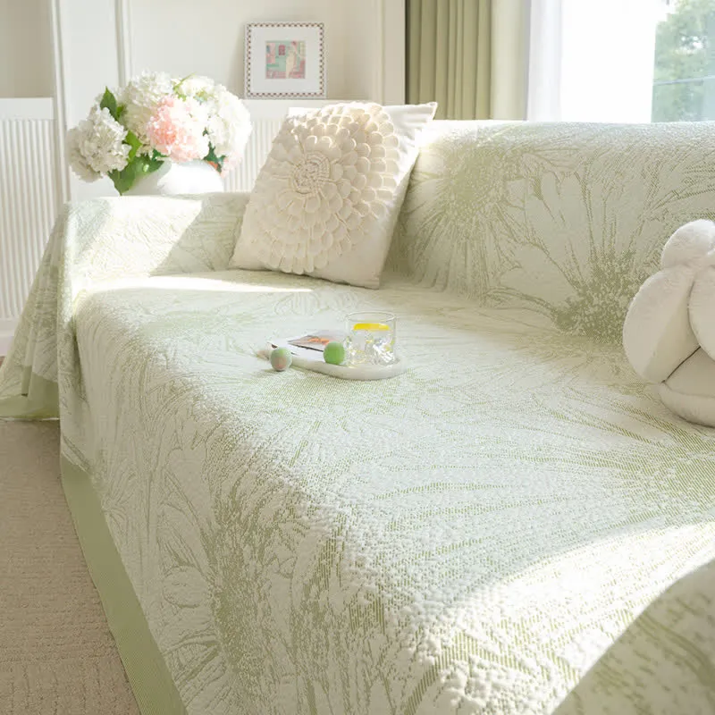 Künstlerische Chenille-Sofadecke mit Sonnenblumenmotiv