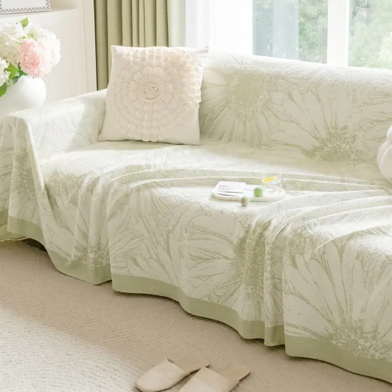 Künstlerische Chenille-Sofadecke mit Sonnenblumenmotiv