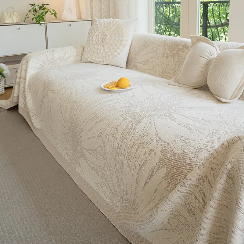 Künstlerische Chenille-Sofadecke mit Sonnenblumenmotiv