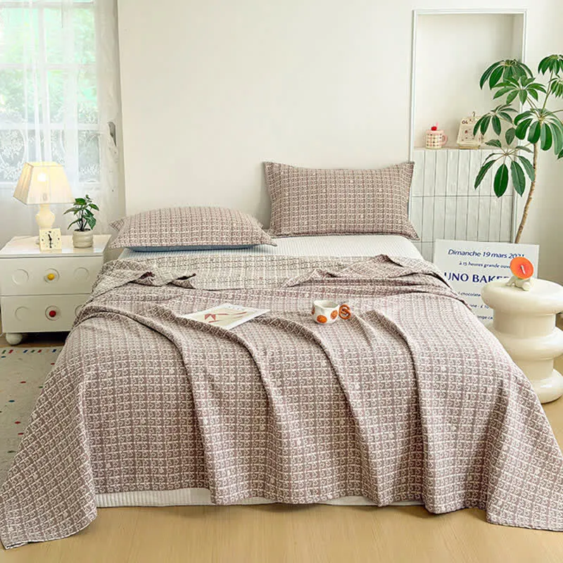 Moderne Jacquard-Baumwolldecke mit geometrischem Muster