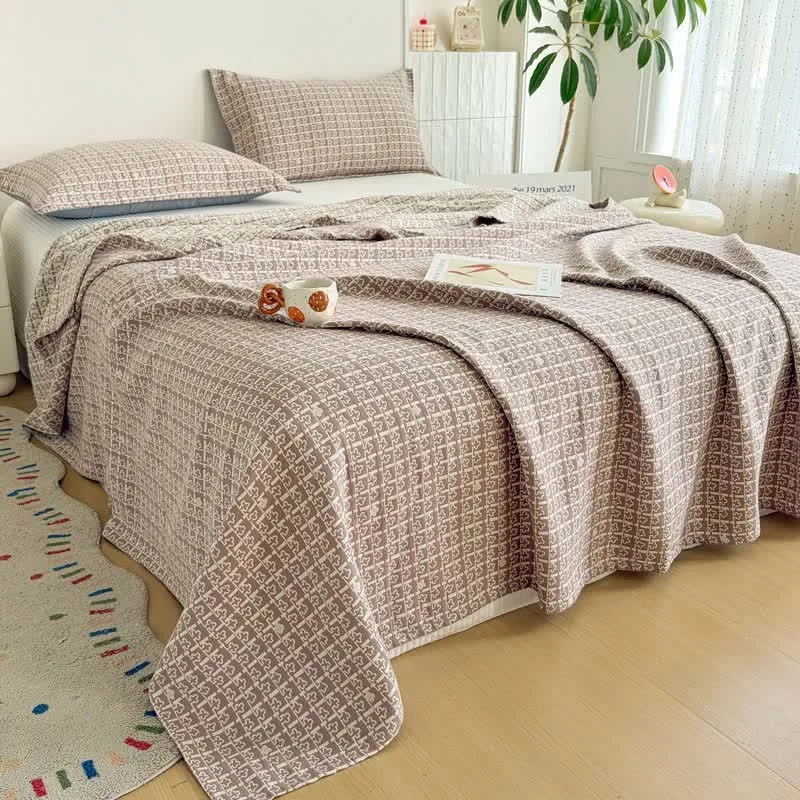 Moderne Jacquard-Baumwolldecke mit geometrischem Muster