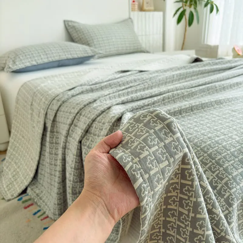 Moderne Jacquard-Baumwolldecke mit geometrischem Muster