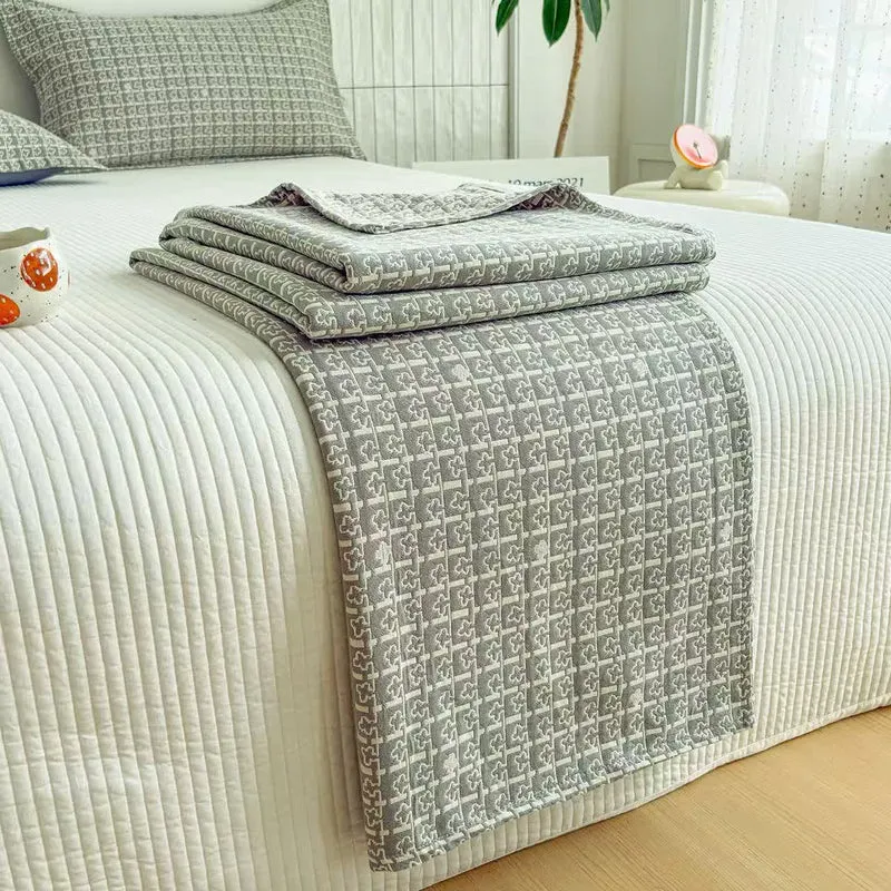 Moderne Jacquard-Baumwolldecke mit geometrischem Muster