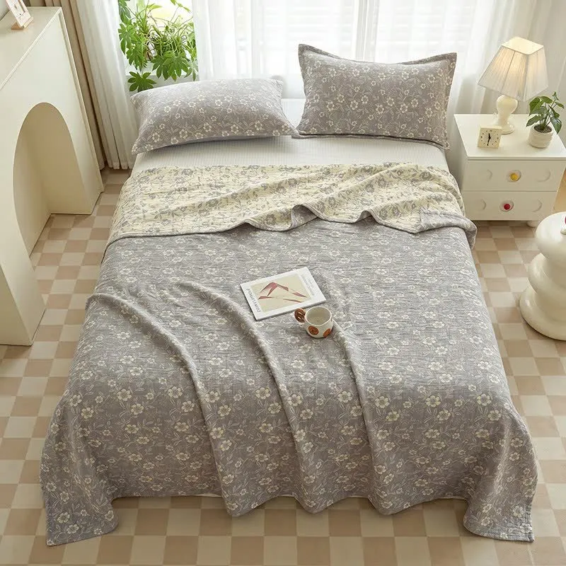 Wendbare rustikale Baumwolldecke mit Jacquard-Blumenmuster