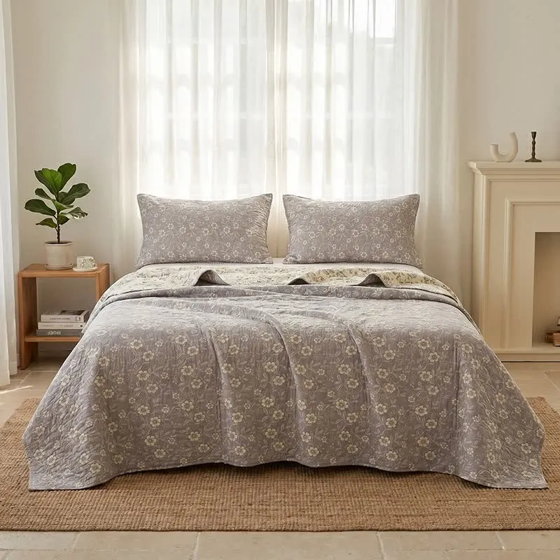 Wendbare rustikale Baumwolldecke mit Jacquard-Blumenmuster